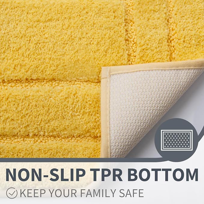 GRANNY SAYS Yellow Bathroom Rug 36" x 24", Non-Slip Microfiber Bath Mat | Ultra-soft, durable TPR backing for reliable grip, fast water absorption, machine washable for Vanity, Shower, Tub