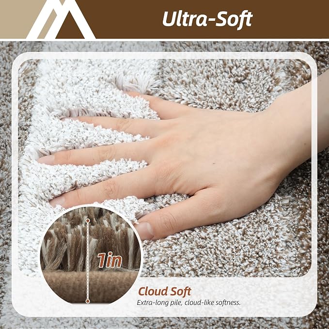 COSY HOMEER Bathroom Rugs 30x20,Ultra Soft Absorbent Bath Mat,Brown | Non-Slip TPR Backing Stays in Place, Machine Washable Bath Rugs Shaggy Rug for Bathroom Floor
