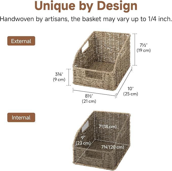 StorageWorks Seagrass Storage Baskets, Pantry Baskets, Natural, 2-Pack | Wicker Baskets for Organizing,Pantry Organizers and Storage,Seagrass Baskets,Pantry Storage Baskets,Wicker Basket for Storage