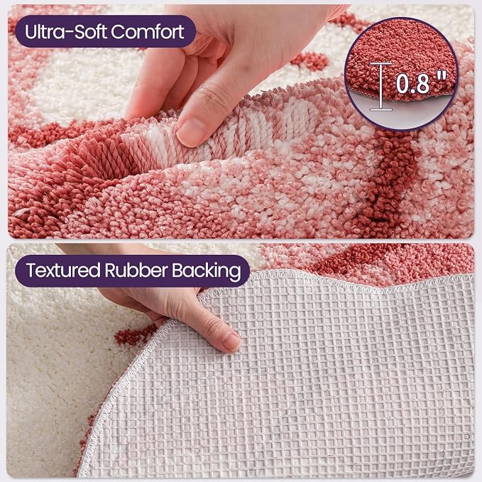 DEXI Cute Seashell Bath Mat, Coastal Scallop Bathroom Rug, 38x30 Pink | Soft and Absorbent Microfiber, Non Slip, Machine Washable Bathmat for Shower Floor, Bedroom, Kids Room, Home Decor