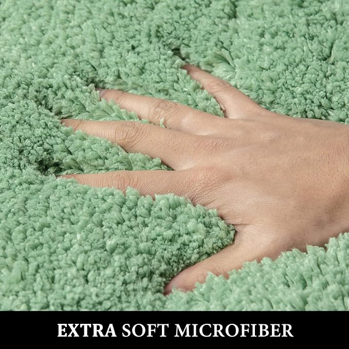 MIULEE Sage Green Large Large Bathroom Rugs Soft Microfiber Bath Mat 24x36 | Absorbent, Non Slip, Quick Dry, Fluffy Bath Rugs for Bathroom Floor Tub Showers, Machine Washable