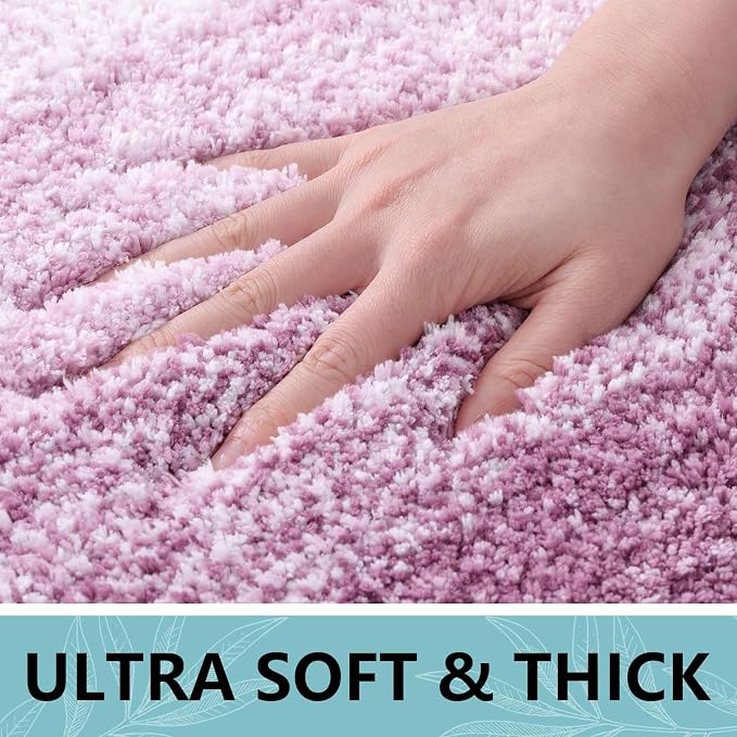 Arotive Microfiber Bathroom Rugs, Shaggy Soft Absorbent Bath Rug, 47x24 | Purple, Rubber Backing Thick Plush Machine Washable Dry Bath Mats for Bathroom, Tub and Shower, Rectangular