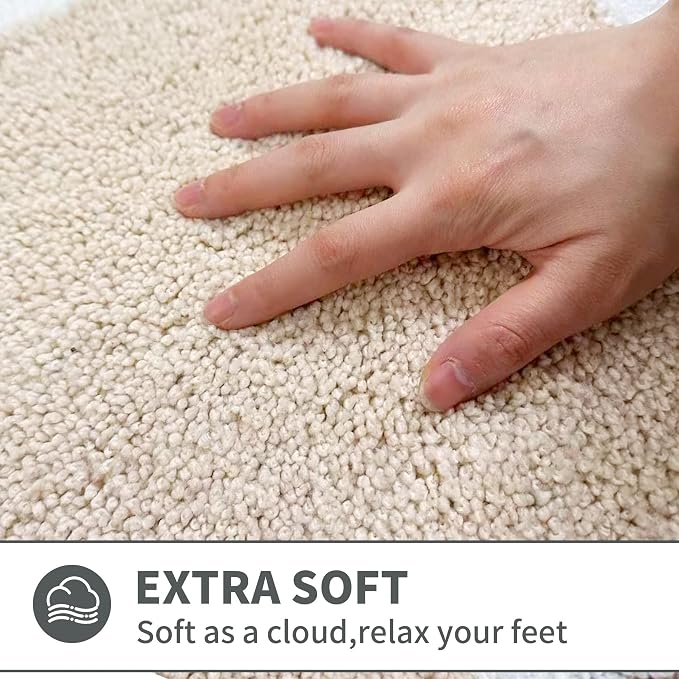 Cute Scalloped Beige Bathroom Rugs Mat,Non Slip Absorbent Quick Dry Bath Mats for Shower Room,Microfiber Bath Mats for Bathroom Floor Washable Carpet for Shower Tub Sink Bedroom,16"x24"