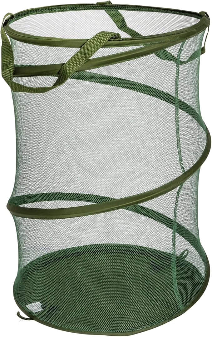 Household Essentials Pop-Up Mesh Laundry Hamper, Olive Green