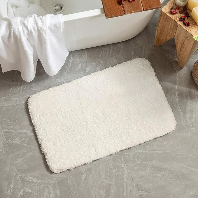 MIULEE Ivory Large Bathroom Rugs Soft Microfiber Bath Mat 24x36 Inch | Absorbent, Non Slip, Quick Dry, Fluffy Bath Rugs for Bathroom Floor Tub Showers, Machine Washable