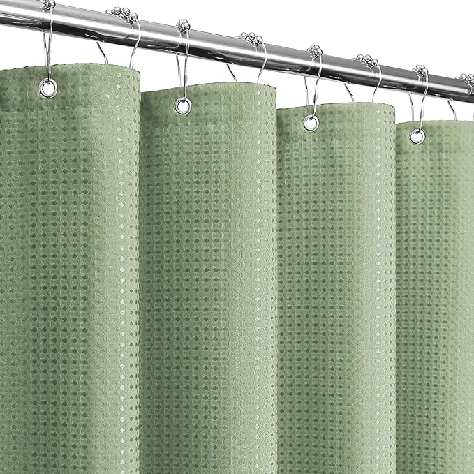 Sage Green Fabric Shower Curtain, 72 X 72 | Cloth-Textured Shower Curtain for Bathroom - Soft Cloth & Hotel Spa Luxury, Water Repellent, Machine Washable