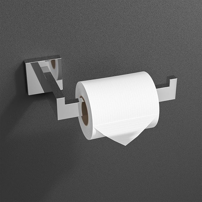 HITSLAM Chrome Fit Jumbo Rolls Toilet Paper Holder Wall Mount Polished Square Silver 304 Stainless Steel Toilet Paper Roll Holder for Bathroom Rustproof