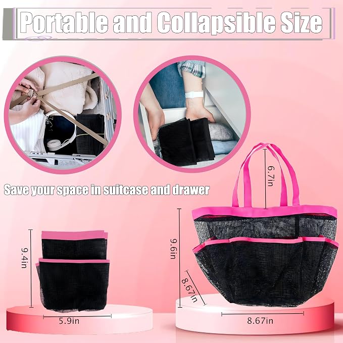 Mesh Shower Caddy Portable - 9 Pockets, Shower Bag for Dorm Room Camping | 2 Handle Quick Dry Shower Bag College Dorm Room Essentials Large Capacity Hanging Basket for Bathroom Travel Swimming Gym