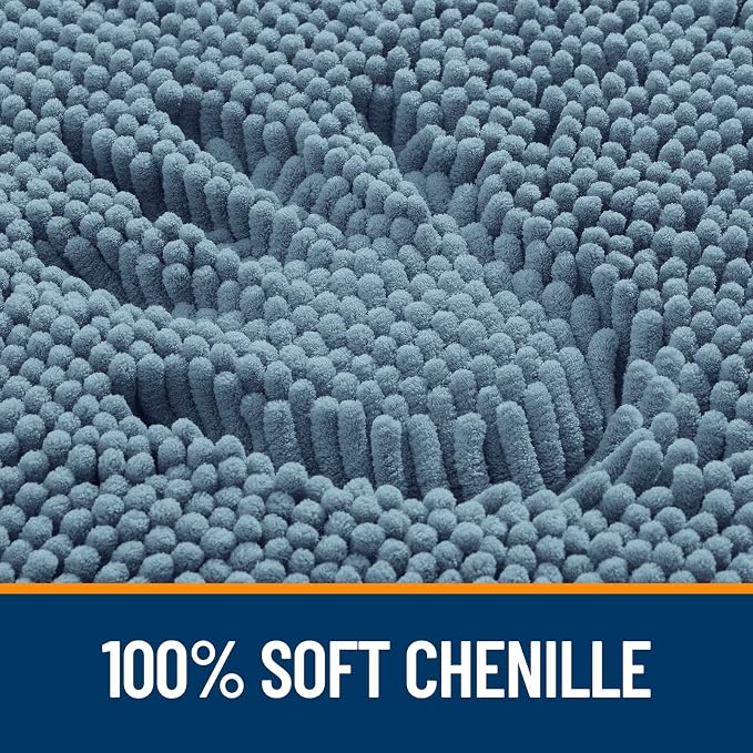 OLANLY Large Bathroom Rugs 59x35, Extra Soft Absorbent Chenille Bath Rugs | Airy Blue, Quick-Drying Rubber Backing, Machine Washable Bath Mat for Bathroom Floor, Tub and Shower, Home Decor Accessories