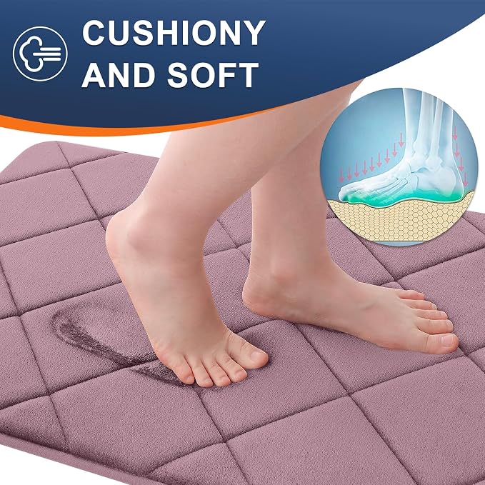 OLANLY Memory Foam Bath Mat 30x20, Ultra Soft and Absorbent Bathroom Rugs | Deep Plum, Quick Dry, Machine Washable Shower Bath Rugs, Comfortable Bath Carpet for Bathroom Floor, Tub and Shower