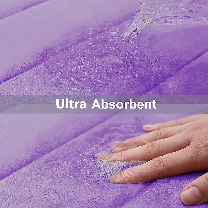 Buganda Memory Foam Bath Mat 70 x 24, Ultra Soft Absorbent Bathroom Rugs | Lavender, Machine Washable Quick Dry Bath Mats for Bathroom Floor, Shower and Tub, Home Decor Accessories