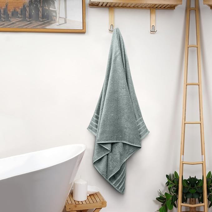 Avalon Towels Bath Towels Set of 4, Size 30 x 60 Inches - 60% Cotton, 40% Viscose Made from Bamboo, Soft and Absorbent, Quick Drying, Lightweight, Perfect for Daily Use