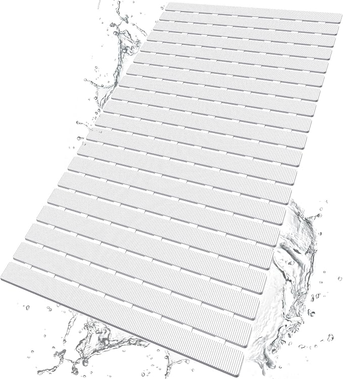 BEMISO Shower Mat Non Slip Bathtub Mat with Suction Cups and Drain Holes 27.5 x15.7 Inch Bath Mat for Tub & Shower.Easy Dry,Easy to Cut,Eco-Friendly