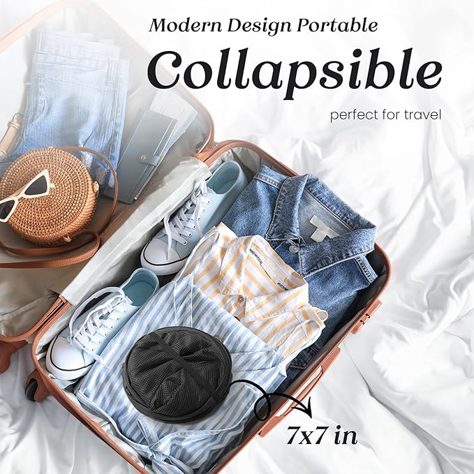 Collapsible Mesh Laundry Basket with Side Pocket & Sturdy Handles | 60L, breathable and quick-drying, pops up instantly, easy carrying for bathroom, laundry room, dorm, and RV travel