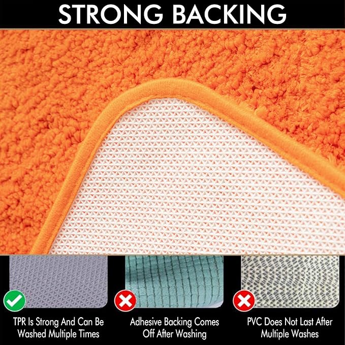 MIULEE Fall Orange Bathroom Rugs Soft Small Microfiber Bath Mat 16x24 Inch | Absorbent, Non Slip, Quick Dry, Fluffy Bath Rugs for Bathroom Floor Tub Showers, Machine Washable