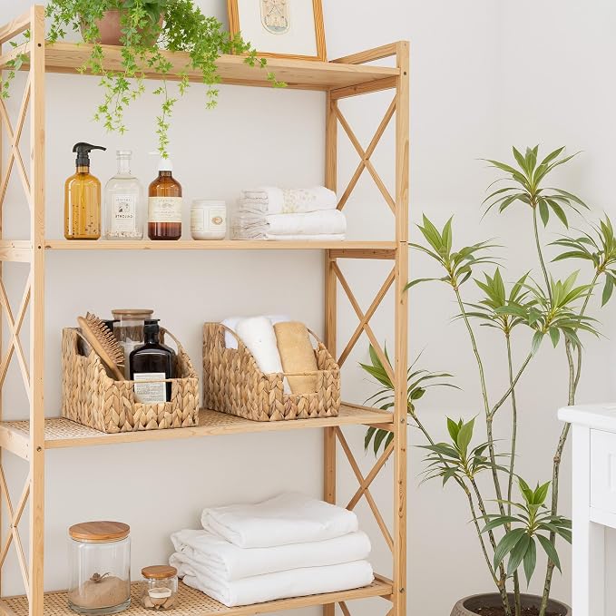 GRANNY SAYS Wicker Baskets for Organizing, Water Hyacinth Storage Baskets | Wicker Storage Baskets for Pantry, Open Front Basket for Shelves, Kitchen Storage Baskets, Decorative Basket for Home Decor