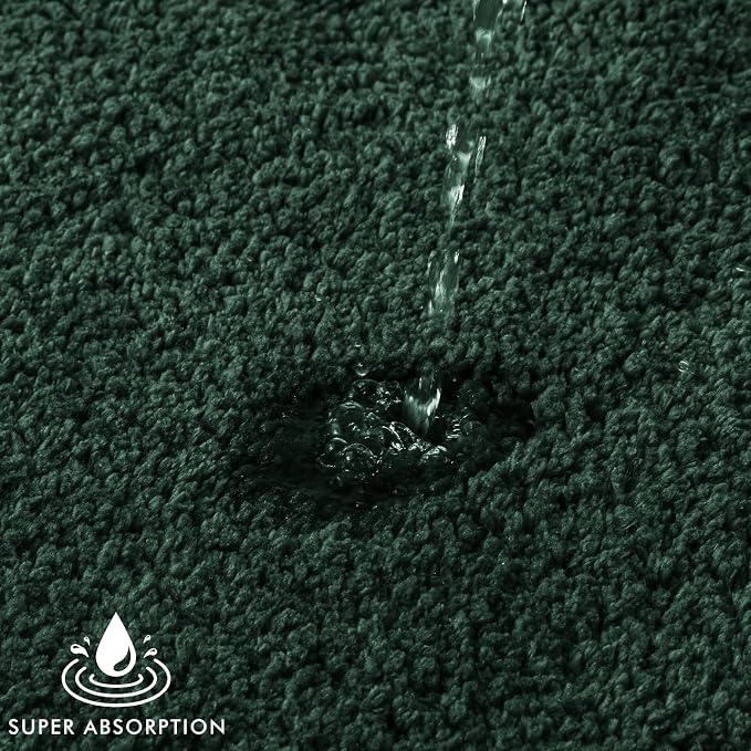 MIULEE Dark Green Bathroom Runner Rugs Soft Microfiber Bath Mat 16x48 Inch | Absorbent, Non Slip, Quick Dry, Fluffy Bath Rugs for Bathroom Floor Tub Showers, Machine Washable