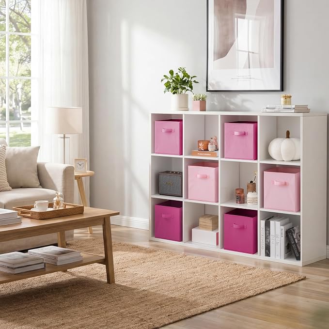 Cupic Cupid 6-Pack 11x11 Storage Cubes, Fabric Cube Bins, Pink Gradient | Foldable, Reinforced Front Handle, Holds Clothes, Toys, Daily Essentials and More, Fits Shelves, Nursery, Playroom