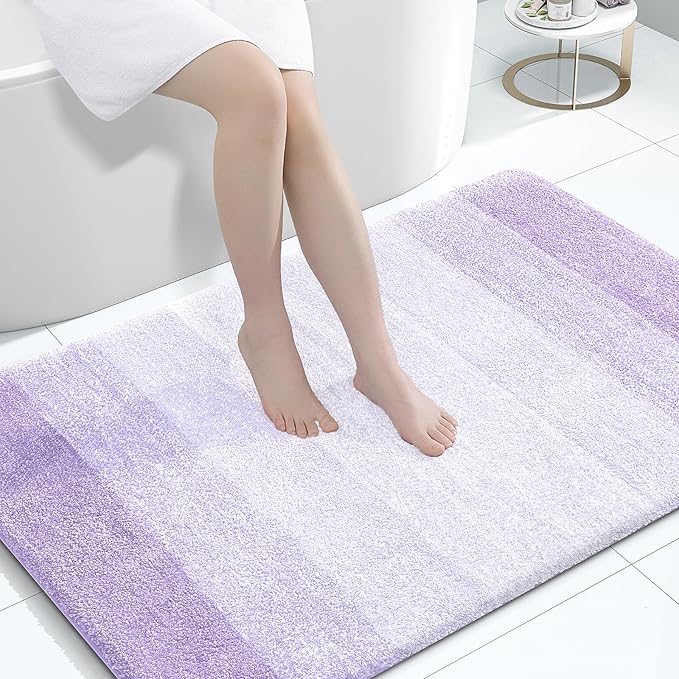 OLANLY Large Bathroom Rugs 44x32, Extra Soft Absorbent Microfiber Bath Rugs | Light Purple, Non-Slip Quick-Drying Rubber Backing, Washable Plush Bath Mat for Floor, Tub and Shower, Home Decor Accessories