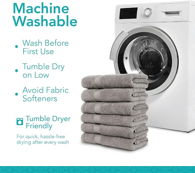 Pleasant Home Bath Towels Set of 6 (24” x 50”) 100% Cotton, Gray | 515 GSM | Lightweight, Soft & Highly Absorbent Luxury Towels for Bathroom | for Gym, Pool & Spa
