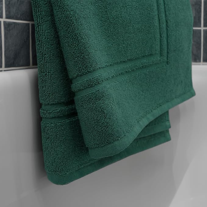 2 Piece Bath Mats 20 x 32 Inches, Hunter Green | 100% Cotton Terry Bath Mats, Super Absorbent, Hotel Quality Premium Floor Towels, Luxurious, Soft & Quick Dry