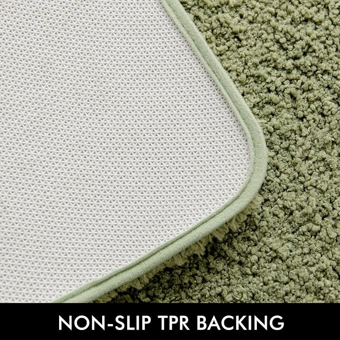 MIULEE Sage Toilet Bathroom Rug U-Shaped Microfiber Bath Mat 20x24 Inch | Absorbent, Non Slip, Quick Dry, Fluffy Bath Rugs for Bathroom Floor Tub Showers, Machine Washable