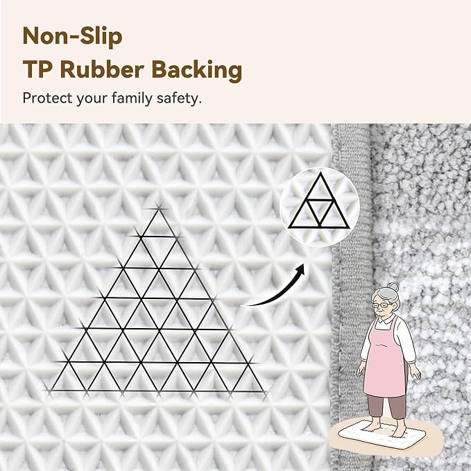 GRANNY SAYS Grey & White Bathroom Rug 16" x 24", Non-Slip Bath Mat | Ultra-soft, with durable TPR backing for reliable grip, fast water absorption, machine washable for small bathroom spaces