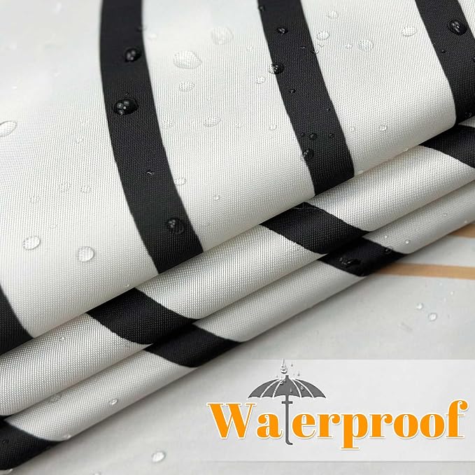 Boho Mid Century Leaf Shower Curtain Set,Arch Sun Design,Minimalistic Leaves Pattern,Waterproof and Luxurious Fabric-12 Hooks(Black and White-72" x 72")