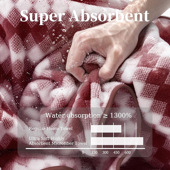 8 Piece Bathroom Towel Set |2 Oversized Bath Towels,2 Hand Towels,4 Washcloths| 600GSM Soft Hotel Towel Set Large Bath Sheet for Bathroom,Highly Absorbent Quick Dry Bath Towel Collections,Burgundy