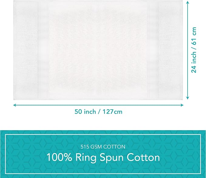 Pleasant Home Bath Towels Set of 6 (24” x 50”) 100% Cotton, White | 515 GSM | Lightweight, Soft & Highly Absorbent Luxury Towels for Bathroom | for Gym, Pool & Spa