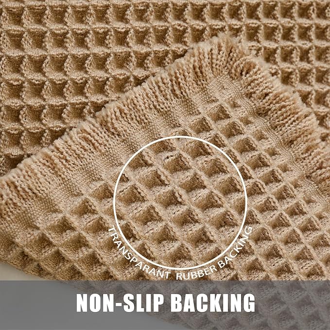 Waffle Bathroom Rugs, Large Non Slip Absorbent Waffle Knit Bath Mat for Shower Floor, Tub and Bathroom Door, Ultra Soft Quick Dry, Brown, 24"x36"