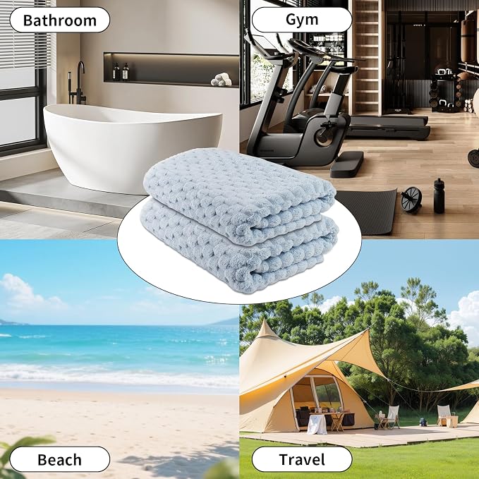 Bath Towel Large,55 x 27 Inches,Ultra Soft and Breathable Bathroom Towel, Lint-Free, Quick Dry,Skin-Friendly and Lightweight,Perfect for Bathroom, Shower, Gym and Beach (4, Blue)