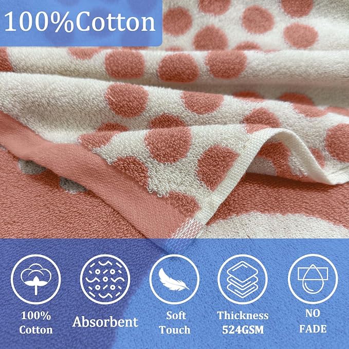 VOOVA & MOVAS Kids Hooded Towel, 3-8 Years, 100% Cotton, Orange Blue Dot | Exquisite Dot Jacquard Design, Fast Absorbing Fabric, Perfect for Bathing, Swimming, Beach and Pool