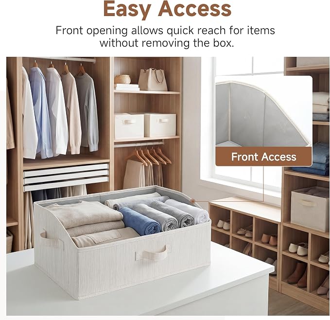StorageWorks Closet Storage Bins Trapezoid, Mixing of Beige, Large, 3-Pack | Closet Baskets for Shelves, Trapezoid Storage Bins, Closet Organizers and Storage, Clothes Organizing Bins