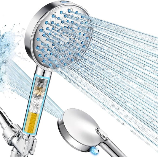 Cobbe Filtered Shower Head with Handheld, Water Softener for Hard Water | Upgraded High Pressure 7 Spray Mode Shower Head with Filters - Remove Chlorine - Reduces Dry Itchy Skin, Chrome
