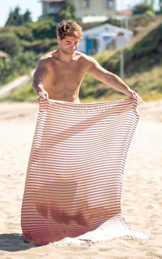 Turkish Beach Towel, 100% Cotton, 71x39 in, Arpa Maroon