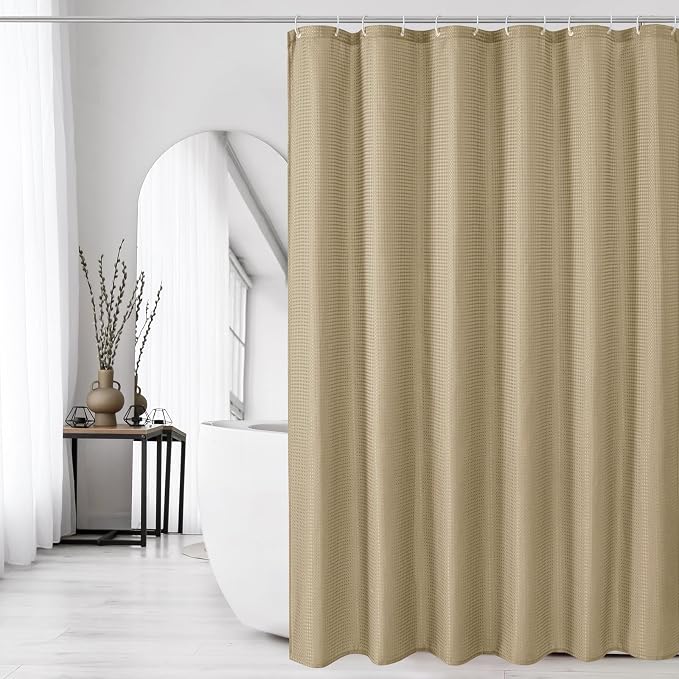 Small Stall 230GSM Beige Shower Curtain, 36 x 72 | 230GSM Narrow Half Fabric Shower Curtain for Bathroom, Water Repellent, Machine Washable