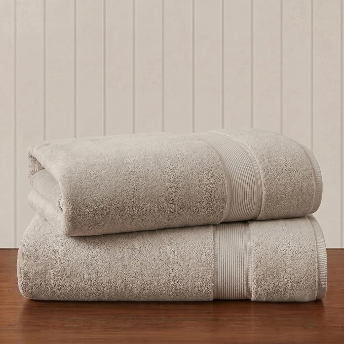 Madison Park Cotton Bath Sheet 2 Piece Oversized, 800GSM, 34" x 68" Natural | Long Staple, Highly Absorbent Bath Towel for Bathroom, Durable Hotel Spa Quality Quick Dry, Lint Reducing, OEKO-TEX Certified