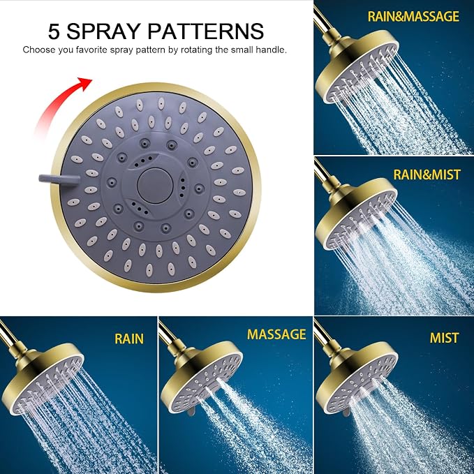 FEELSO Shower Head with Shower Filter, Filtered Shower Head for Hard Water | High Pressure, Anti-clog Nozzles, 5 Spray Showerhead, 15 Stage Water Softener Filters, Remove Chlorine and Harmful Substances
