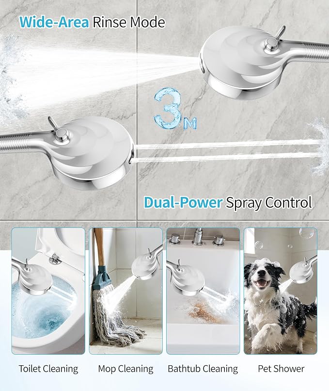 Filtered Shower Head with Handheld, 10 Spray Mode High Pressure Shower Head with Filters, Shower Filter Head for Hard Water, Powerful Spray for Cleaning, 2 Replaceable Filters Included, Chrome