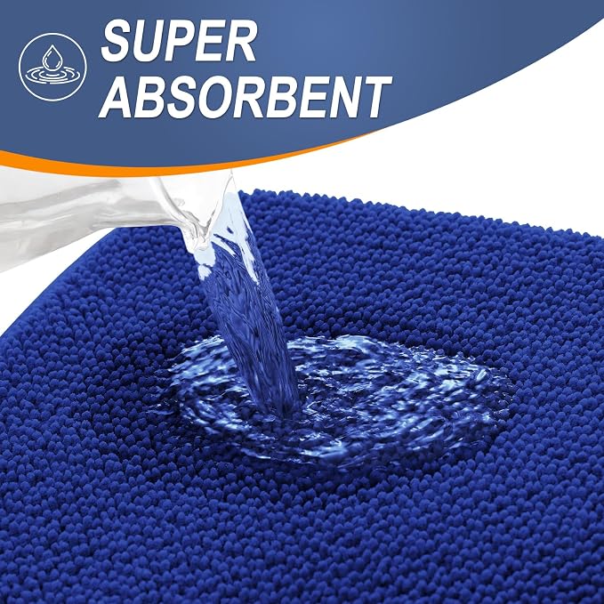 OLANLY Memory Foam Bathroom Runner Rugs 47x20, Long Bath Mats, Royal Blue | Soft Quick Dry Bath Rugs, Non-Slip, Absorbent Machine Washable Mat for Bathroom Floor, Tub and Shower, Home Decor Accessories