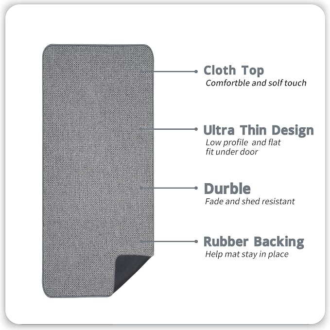 Bosap Bath Mat,Ultra Thin Bathroom Runner Rugs,Large Bath Mats for Bathroom,Quick Dry,Non-Slip,Machine Washable,Low Pile,Bath Rug,Shower Outside,Sink,Home Decor Accessories.Grey,2'x6'(24x72inch)