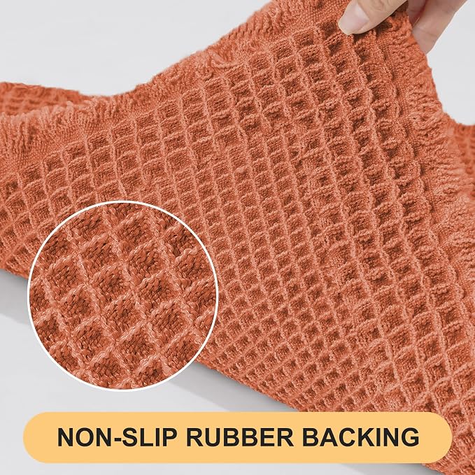 Extra Large Waffle Bath Mat, Boho Bathroom Rugs Absorbent Non Slip, Ultra Soft Bathroom Mat,Machine Washable Knit Bath Rug with Border for Bathroom,Bedroom,Kitchen,Shower, 6'x2', Burnt Orange