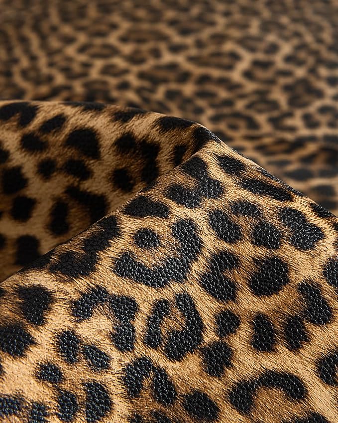 EACHY Travel Makeup Bag for Women, Flat Open Leopard Print Cosmetic Bag | Leopard-print PU leather cosmetic bag opens flat with dividers and clear TPU brush pocket for makeup and travel essentials
