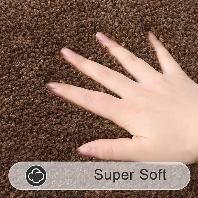 SHACOS Soft Microfiber Dark Brown Bathroom Rugs Sets 2 Pieces 32x20 inch | Absorbent Plush Bath Rugs, Non Slip Washable Shaggy Bath Mats, Fluffy Bathroom Runner Floor Mats Shower Rug