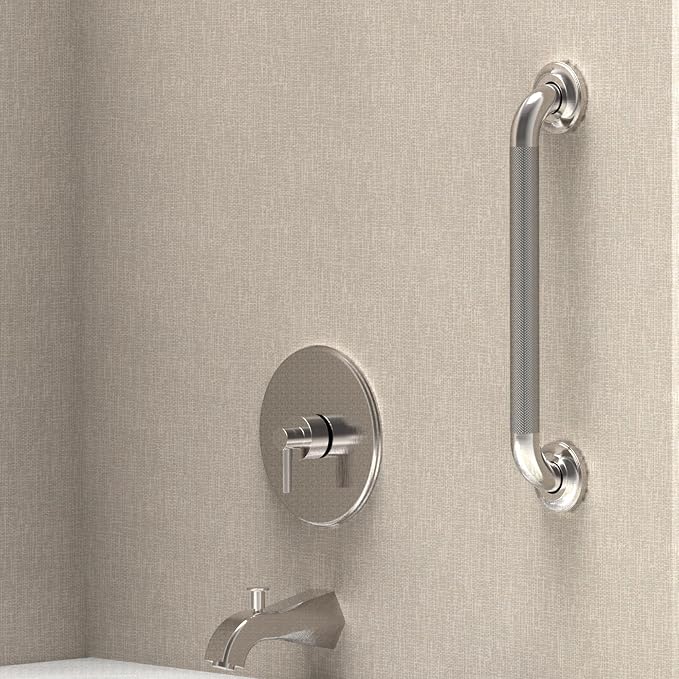 1-1/4" Knurled Grab Bar, ADA Compliant Bath Safety Shower Handrail, Bathroom Mobility Aid Handle for Seniors and Disabled, Heavy Duty 500lbs Support