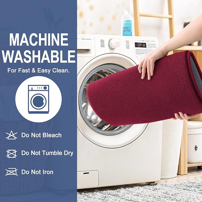 OLANLY Memory Foam Bathroom Runner Rugs 59x24, Absorbent Long Mat, Burgundy | Soft Quick Dry Bath Rugs, Non-Slip Carpet, Machine Washable Mat for Bathroom Floor, Tub and Shower, Home Decor Accessories