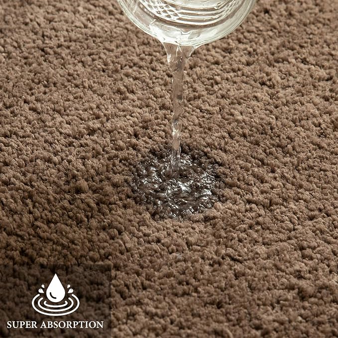 MIULEE Light Brown Large Bathroom Rugs Soft Microfiber Bath Mat 24x36 Inch | Absorbent, Non Slip, Quick Dry, Fluffy Bath Rugs for Bathroom Floor Tub Showers, Machine Washable