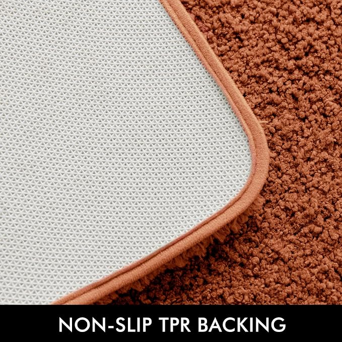 MIULEE Fall Burnt Orange Bathroom Rugs Soft Microfiber Bath Mat 20x30 Inch | Absorbent, Non Slip, Quick Dry, Fluffy Bath Rugs for Bathroom Floor Tub Showers, Machine Washable
