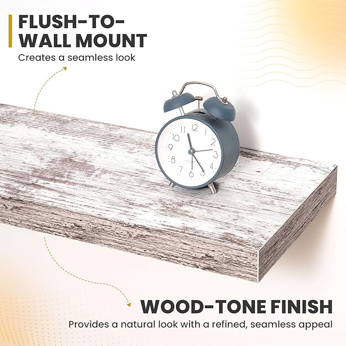 Acovy 72 Inch Floating Shelves, 9.3" Deep Floating Shelf Wall Mounted, 72" Wall Shelves, Rustic Deep Bookshelf, Large Display Shelves & Storage Shelves for Bedroom, Living Room, Rustic, Set of 1